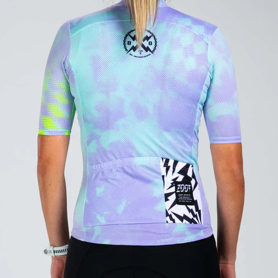 Women's Ltd Cycle Aero Jersey Exposed Zipper - Electric