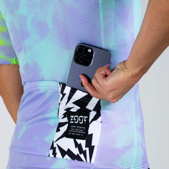 Women's Ltd Cycle Aero Jersey Exposed Zipper - Electric